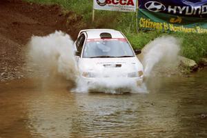 Tim Paterson / Scott Ferguson Mitsubishi Lancer Evo IV at the flying finish of Stony Crossing, SS1.