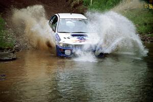 Ramana Lagemann / Russ Hughes Subaru Impreza at the flying finish of Stony Crossing, SS1.