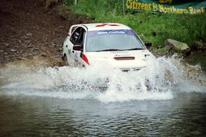 Vinnie Frontinan / Luis Teixeira Mitsubishi Lancer Evo IV at the flying finish of Stony Crossing, SS1.
