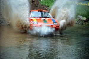 Andrew Havas / Scott Slingerland Mazda RX-7 at the flying finish of Stony Crossing, SS1.