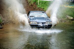 Mike Hurst / Rob Bohn Ford Mustang at the flying finish of Stony Crossing, SS1.