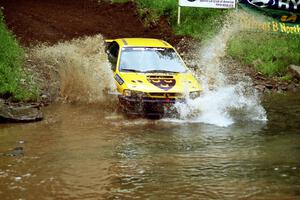 Jonathan Ryther / Janice Damitio Subaru Impreza 2.5RS at the flying finish of Stony Crossing, SS1.