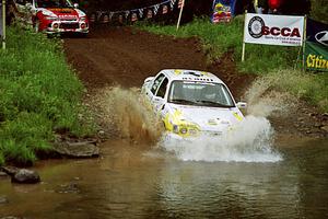 Lesley Suddard / Marc Goldfarb Ford Sierra Cosworth at the flying finish of Stony Crossing, SS1.