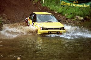 Dean Fry / Rick Davis Subaru Legacy at the flying finish of Stony Crossing, SS1.