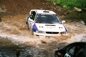 Patrick Farrell / Sean O'Reilly Subaru Impreza at the flying finish of Stony Crossing, SS1.