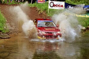 Pierre Bazinet / Dave Shindle Subaru Impreza 2.5RS at the flying finish of Stony Crossing, SS1.