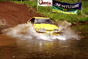 Don Rathgeber / D.J. Bodnar Ford Mustang at the flying finish of Stony Crossing, SS1.