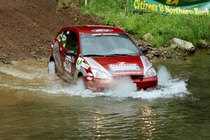 Peter Reilly / Ray Felice Ford Focus at the flying finish of Stony Crossing, SS1.
