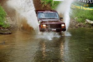 Scott Carlborn / Dale Dewald Jeep Comanche at the flying finish of Stony Crossing, SS1.