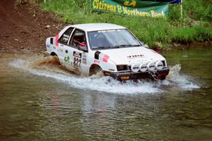 Jeff Field / Dave Weiman Dodge Shadow at the flying finish of Stony Crossing, SS1.