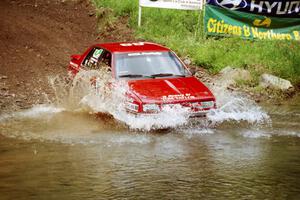 Don Taylor / John Bonneville Dodge Shelby CSX at the flying finish of Stony Crossing, SS1.