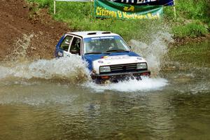 Chris Whiteman / Mike Paulin VW GTI at the flying finish of Stony Crossing, SS1.