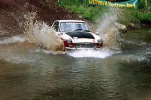 Phil Smith / Dallas Smith MGB-GT at the flying finish of Stony Crossing, SS1.