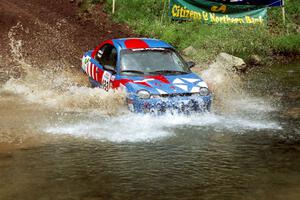Tom Young / Jim LeBeau Dodge Neon ACR at the flying finish of Stony Crossing, SS1.