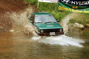 Serguei Grichetchkine / Ksenia Prokofjeva VW GTI at the flying finish of Stony Crossing, SS1.