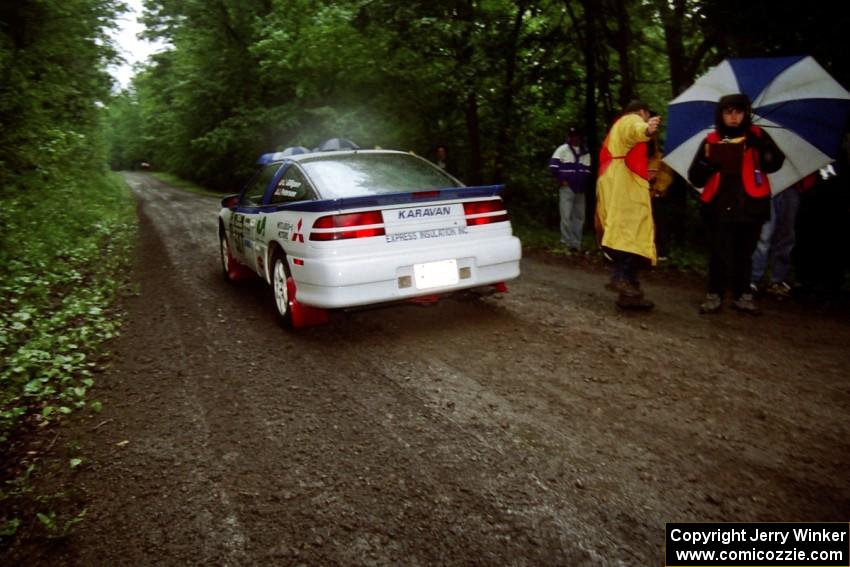 Chris Gilligan / Joe Petersen Mistubishi Eclipse GSX at the start of the rainy Friday practice stage.