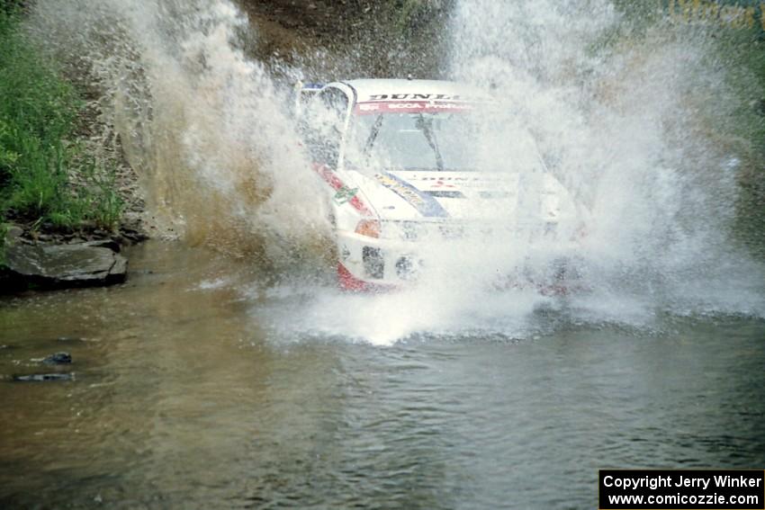 Jeremy Easson / Mark Williams Mitsubishi Lancer Evo VI at the flying finish of Stony Crossing, SS1.