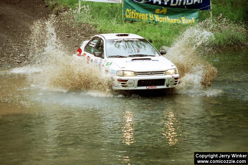 Henry Krolikowski / Cindy Krolikowski Subaru WRX STi at the flying finish of Stony Crossing, SS1.