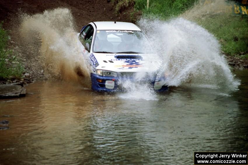 Ramana Lagemann / Russ Hughes Subaru Impreza at the flying finish of Stony Crossing, SS1.