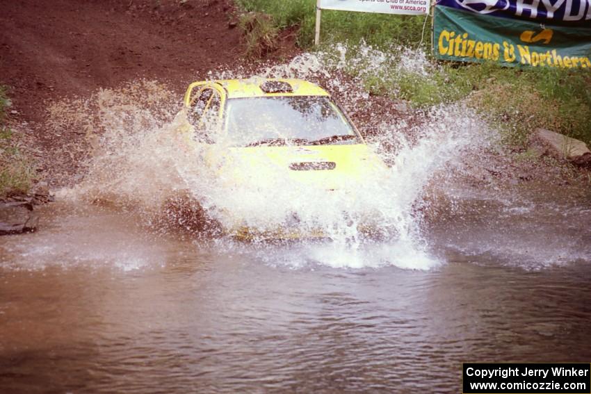 John Drislane / Declan Hegarty Mitsubishi Lancer Evo IV at the flying finish of Stony Crossing, SS1.