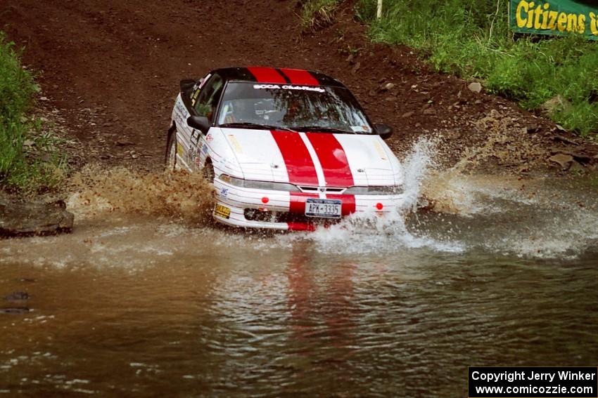 Bruce Perry / Phil Barnes Eagle Talon at the flying finish of Stony Crossing, SS1.