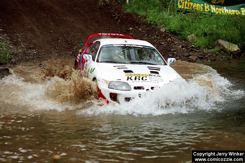 Brian Vinson / Richard Beels Toyota Supra Turbo at the flying finish of Stony Crossing, SS1.