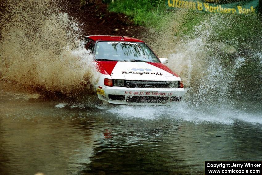 Jon Bogert / Daphne Bogert Toyota Celica All-Trac at the flying finish of Stony Crossing, SS1.