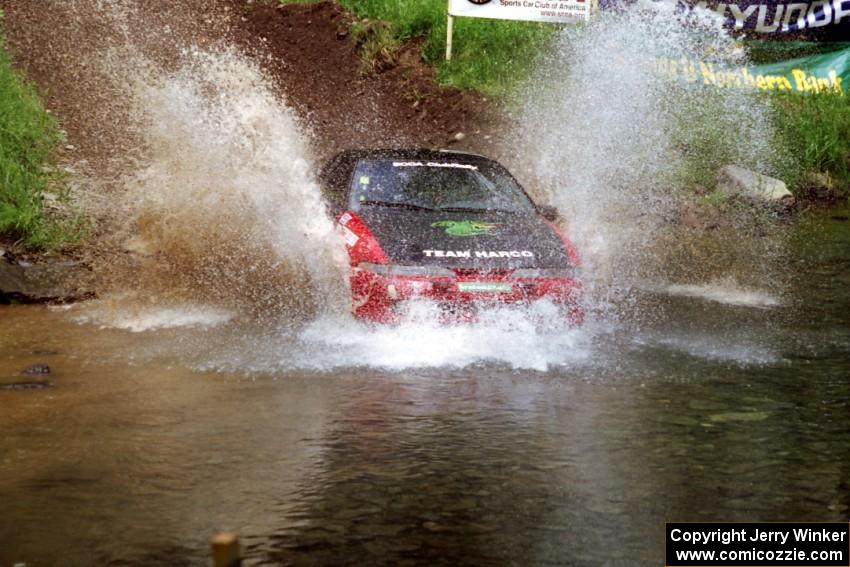 Scott Harvey, Jr. / Jeff Hribar Eagle Talon TSi at the flying finish of Stony Crossing, SS1.