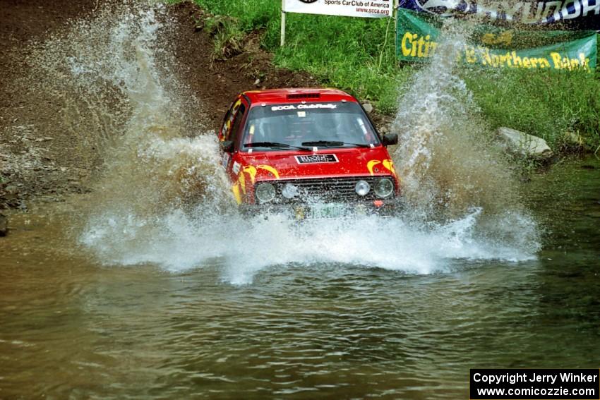 John Rahill / Vlad Hladky VW GTI at the flying finish of Stony Crossing, SS1.