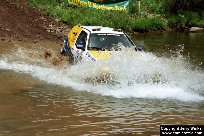 Brad Hawkins / Adrian Wintle VW GTI at the flying finish of Stony Crossing, SS1.