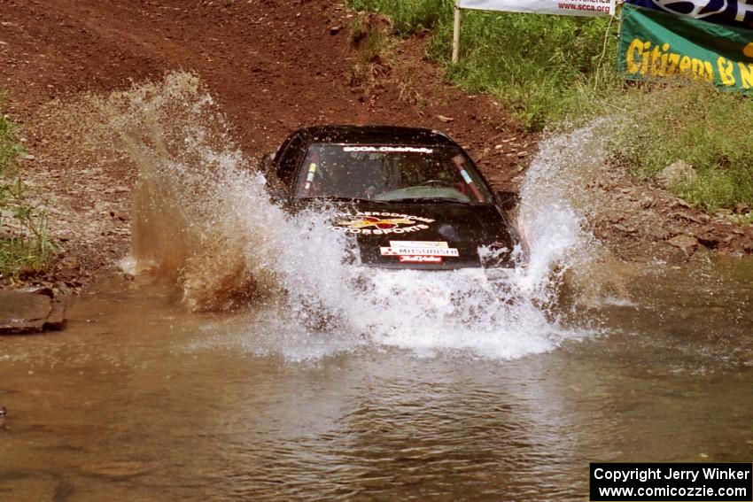 Dennis Martin / Chris Plante Mitsubishi Eclipse GSX at the flying finish of Stony Crossing, SS1.