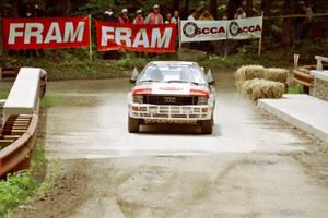 Bruno Kreibich / Rod Hendricksen Audi Quattro comes through the spectator area at Phasa, SS4.