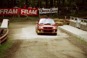 Pierre Bazinet / Dave Shindle Subaru Impreza 2.5RS comes through the spectator area at Phasa, SS4.