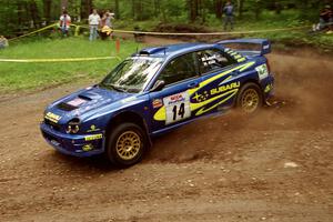 Mark Lovell / Mike Kidd Subaru WRX STi at the first hairpin on Colton Stock, SS5.