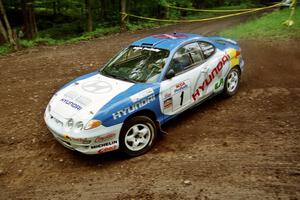 Paul Choiniere / Jeff Becker Hyundai Tiburon at the first hairpin on Colton Stock, SS5.