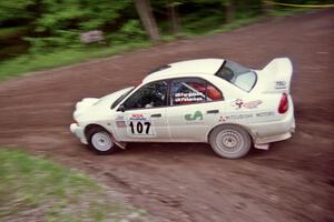 Tim Paterson / Scott Ferguson Mitsubishi Lancer Evo IV at the first hairpin on Colton Stock, SS5.