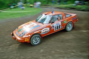 Andrew Havas / Scott Slingerland Mazda RX-7 at the first hairpin on Colton Stock, SS5.