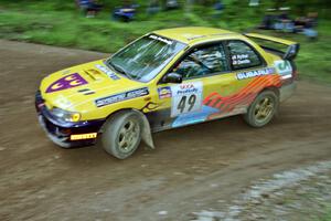 Jonathan Ryther / Janice Damitio Subaru Impreza 2.5RS at the first hairpin on Colton Stock, SS5.