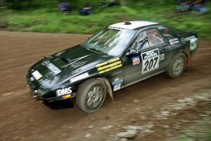 Dave Hintz / Rick Hintz Mazda RX-7 at the first hairpin on Colton Stock, SS5.