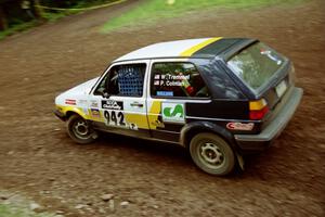 William Tremmel / Peter Coleman VW GTI at the first hairpin on Colton Stock, SS5.