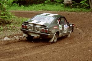 Patrick Lilly / Kevin Mullan Mazda RX-3 at the first hairpin on Colton Stock, SS5.