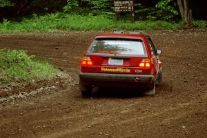 J.B. Niday / Al Kintigh VW GTI at the first hairpin on Colton Stock, SS5.