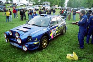 Mark Lovell / Mike Kidd Subaru WRX STi gets hosed down at Germania service.