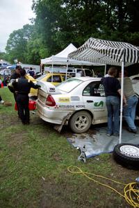 Tom Lawless / Brian Sharkey Mitsubishi Lancer Evo IV at Germania service.