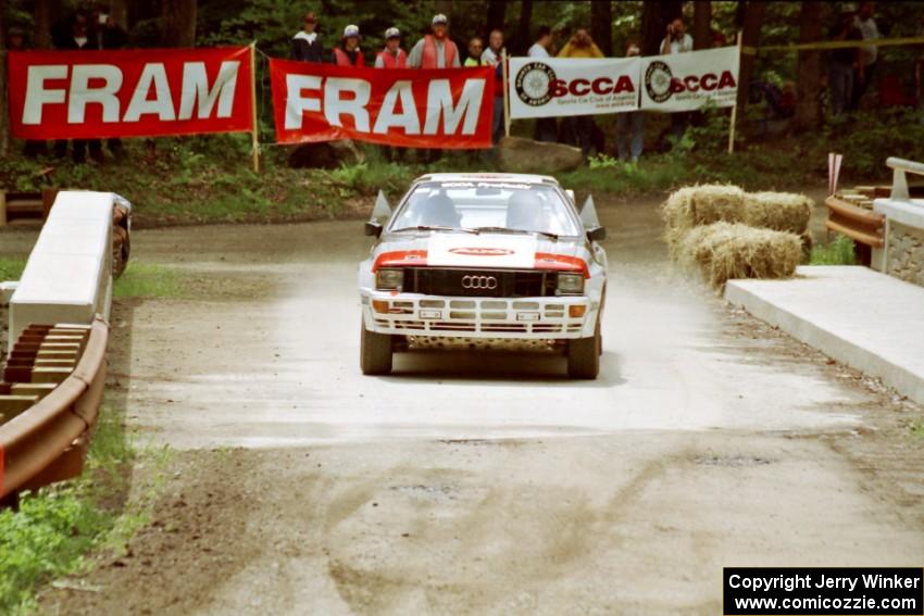 Bruno Kreibich / Rod Hendricksen Audi Quattro comes through the spectator area at Phasa, SS4.