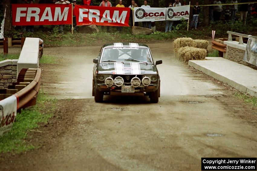 Patrick Lilly / Kevin Mullan Mazda RX-3 comes through the spectator area at Phasa, SS4.