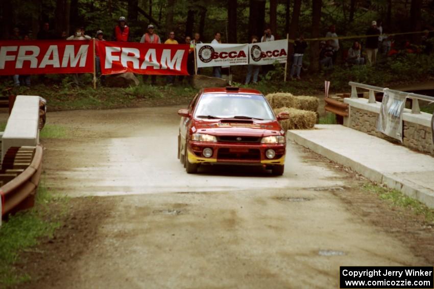 Pierre Bazinet / Dave Shindle Subaru Impreza 2.5RS comes through the spectator area at Phasa, SS4.