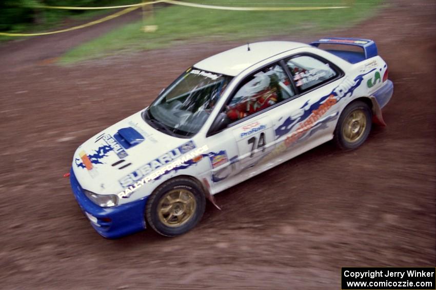 Ramana Lagemann / Russ Hughes Subaru Impreza at the first hairpin on Colton Stock, SS5.