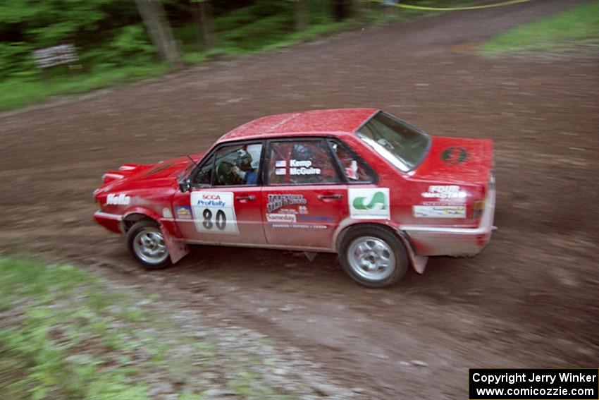 Jon Kemp / Gail McGuire Audi 4000 Quattro at the first hairpin on Colton Stock, SS5.