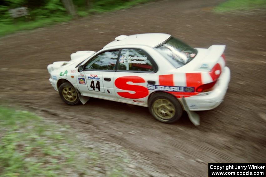 Henry Krolikowski / Cindy Krolikowski Subaru WRX STi at the first hairpin on Colton Stock, SS5.